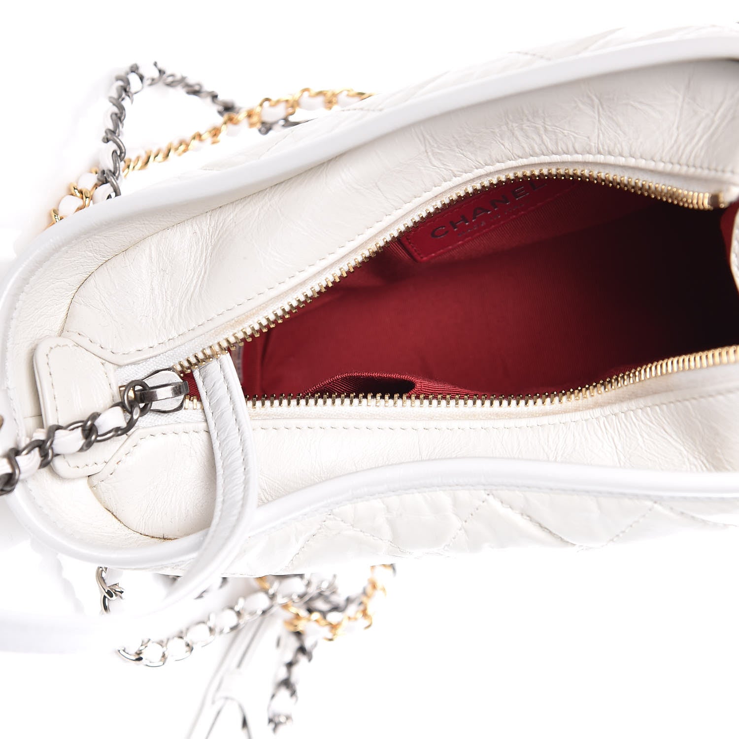 Chanel Patent Goatskin Quilted Small Gabrielle Hobo White 5 of 14