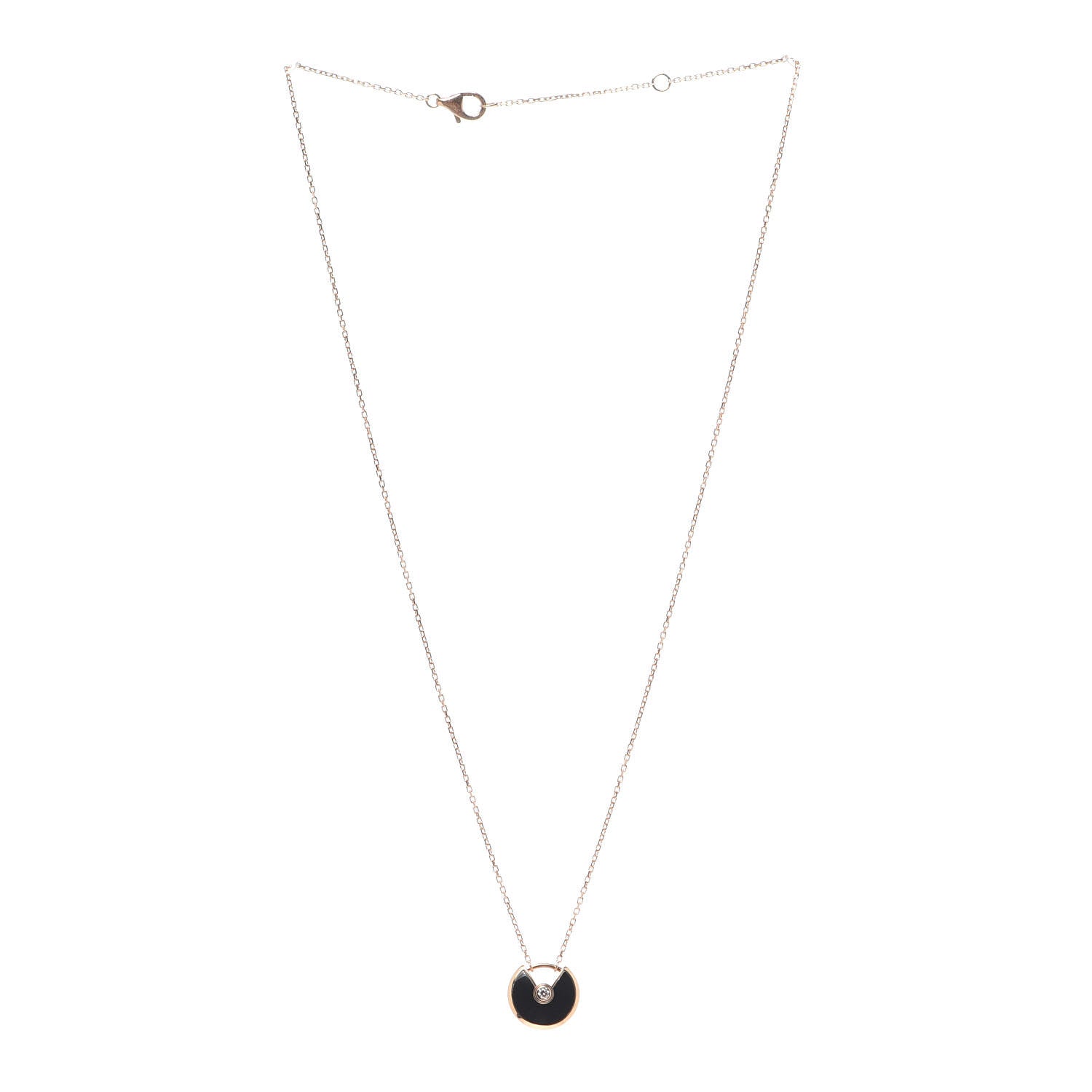 Cartier 18K Pink Gold Diamond Black Onyx XS Amulette de Cartier Pendant Necklace 3 of 5