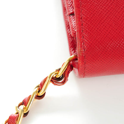 Prada Saffiano Metal Oro Chain Wallet Cherry 9 of 9