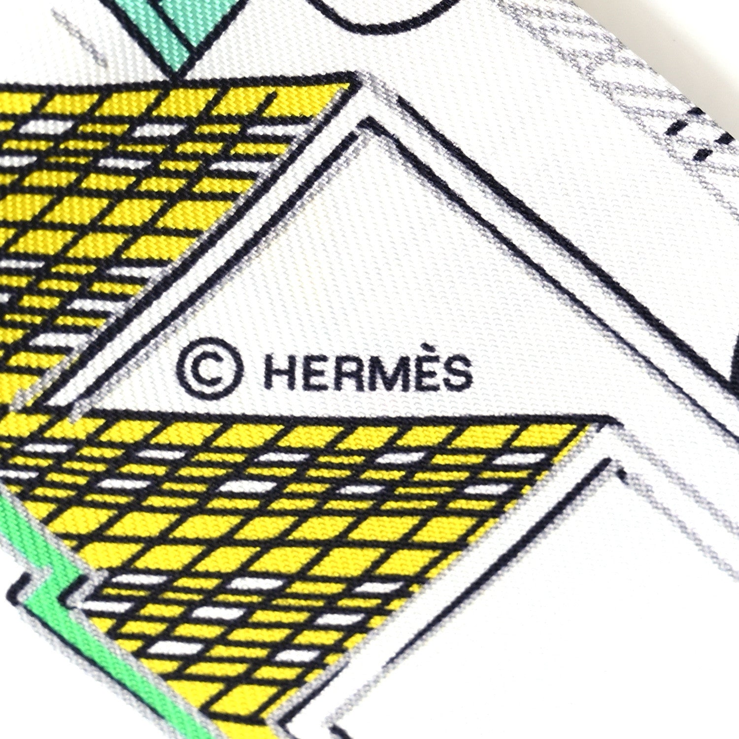 Hermes Silk Pantin City Twilly White Vert Multicolor 3 of 4