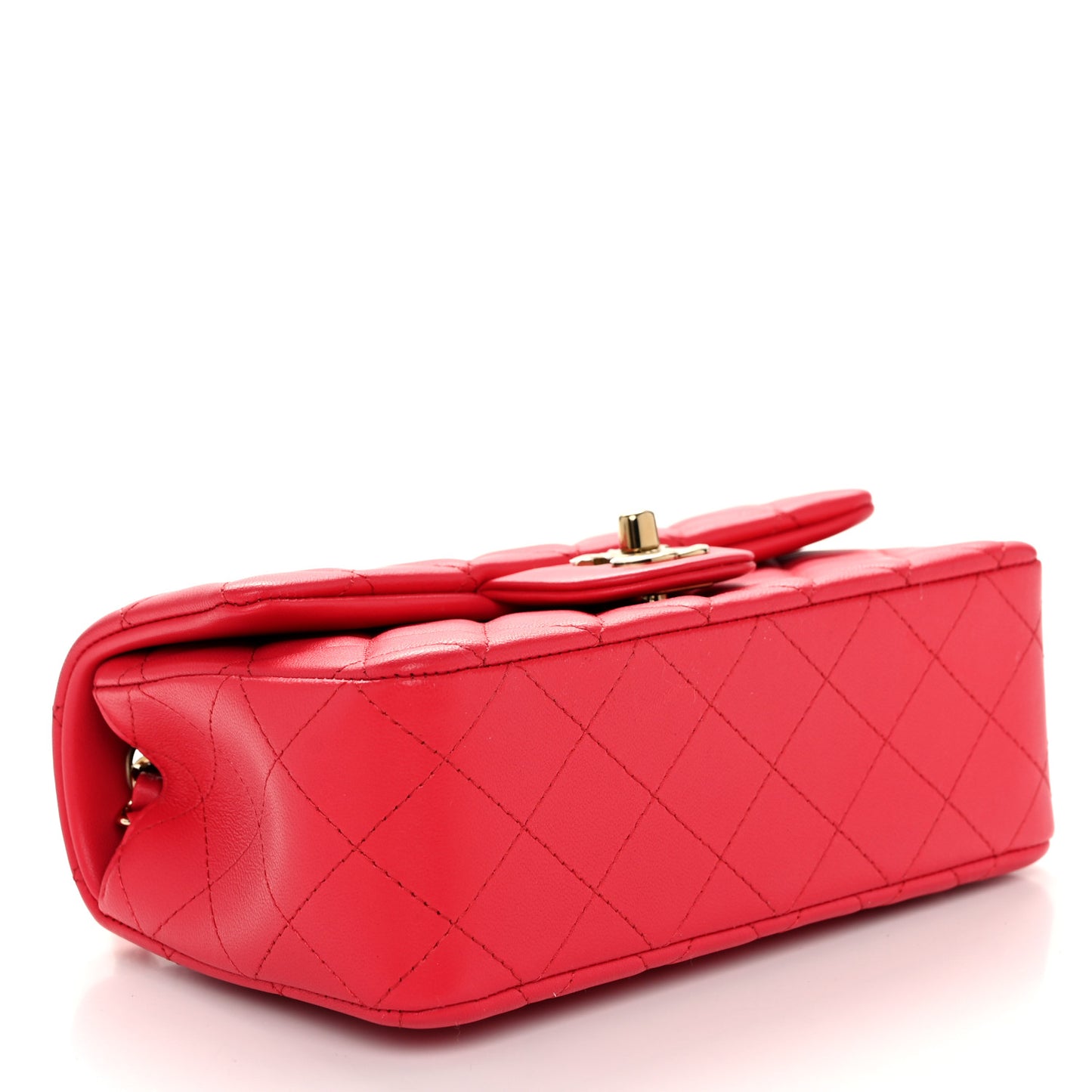 Lambskin Quilted Mini Rectangular Flap Dark Pink