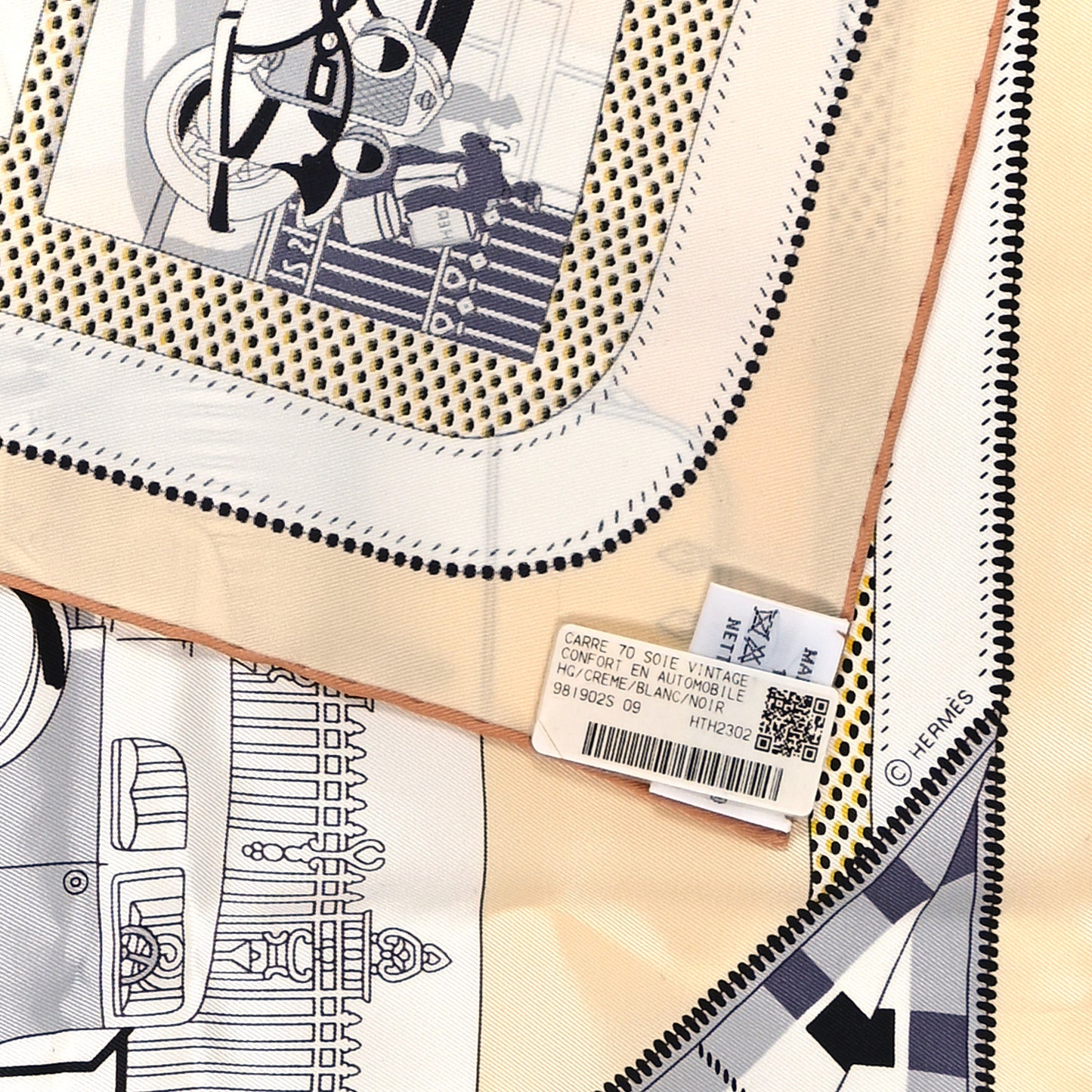 Silk Confort En Automobile Scarf 70 Creme White Black