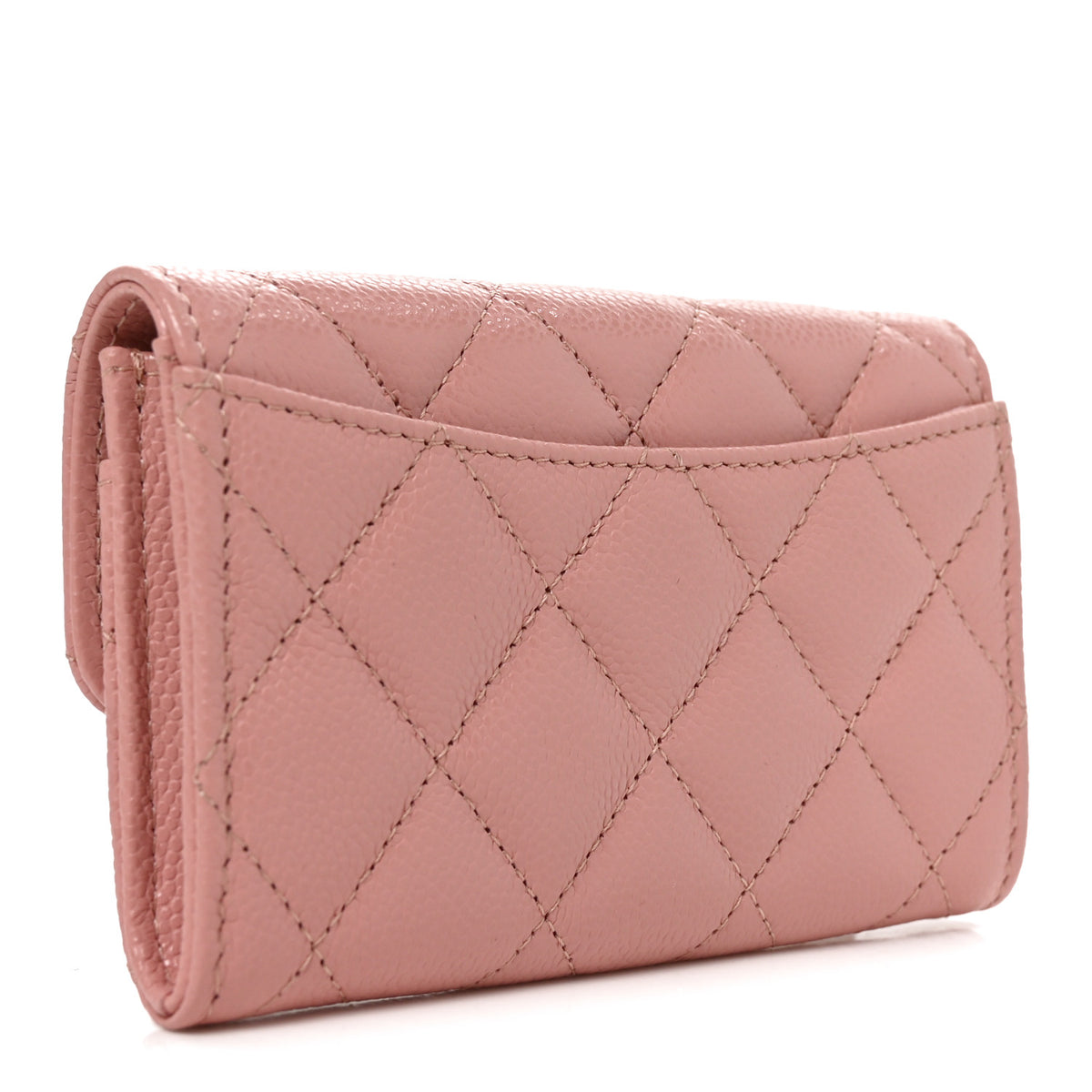 Chanel Caviar Quilted Flap Card Holder Wallet Light Pink 3 of 8