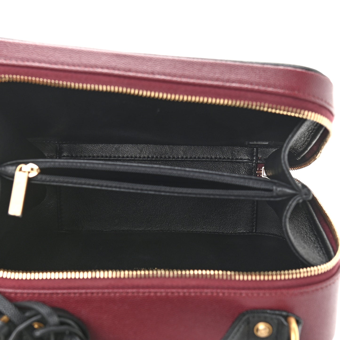 Caviar Quilted Medium CC Filigree Vanity Case Burgundy Black