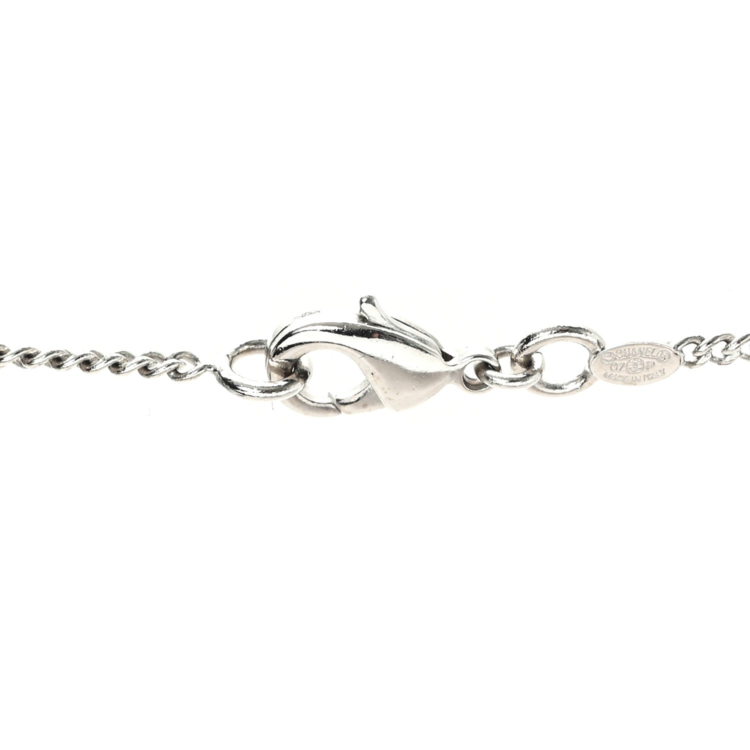 Chanel Enamel CC Padlock Heart Key Necklace  Silver Rose Salmon 4 of 5