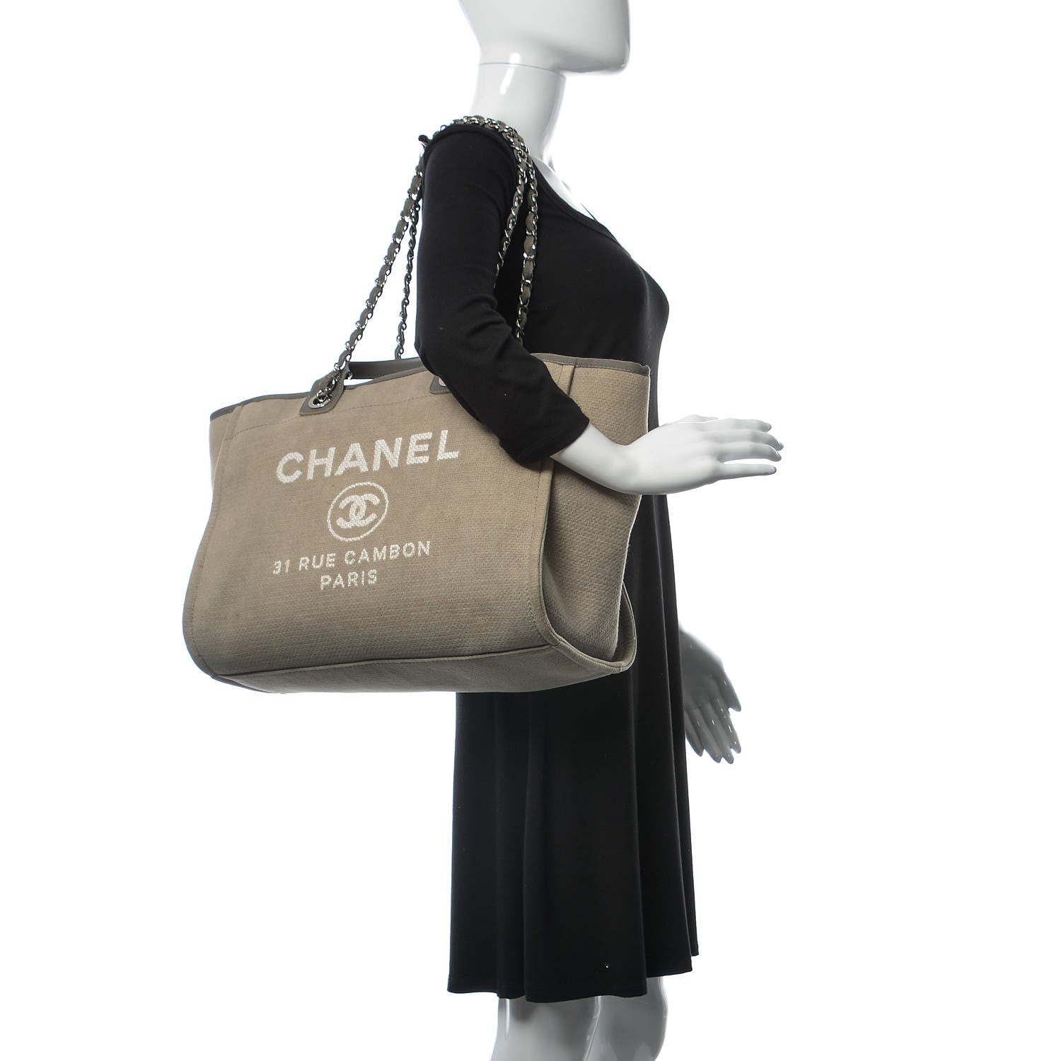 Chanel Canvas Large Deauville Tote Grey 3 of 11