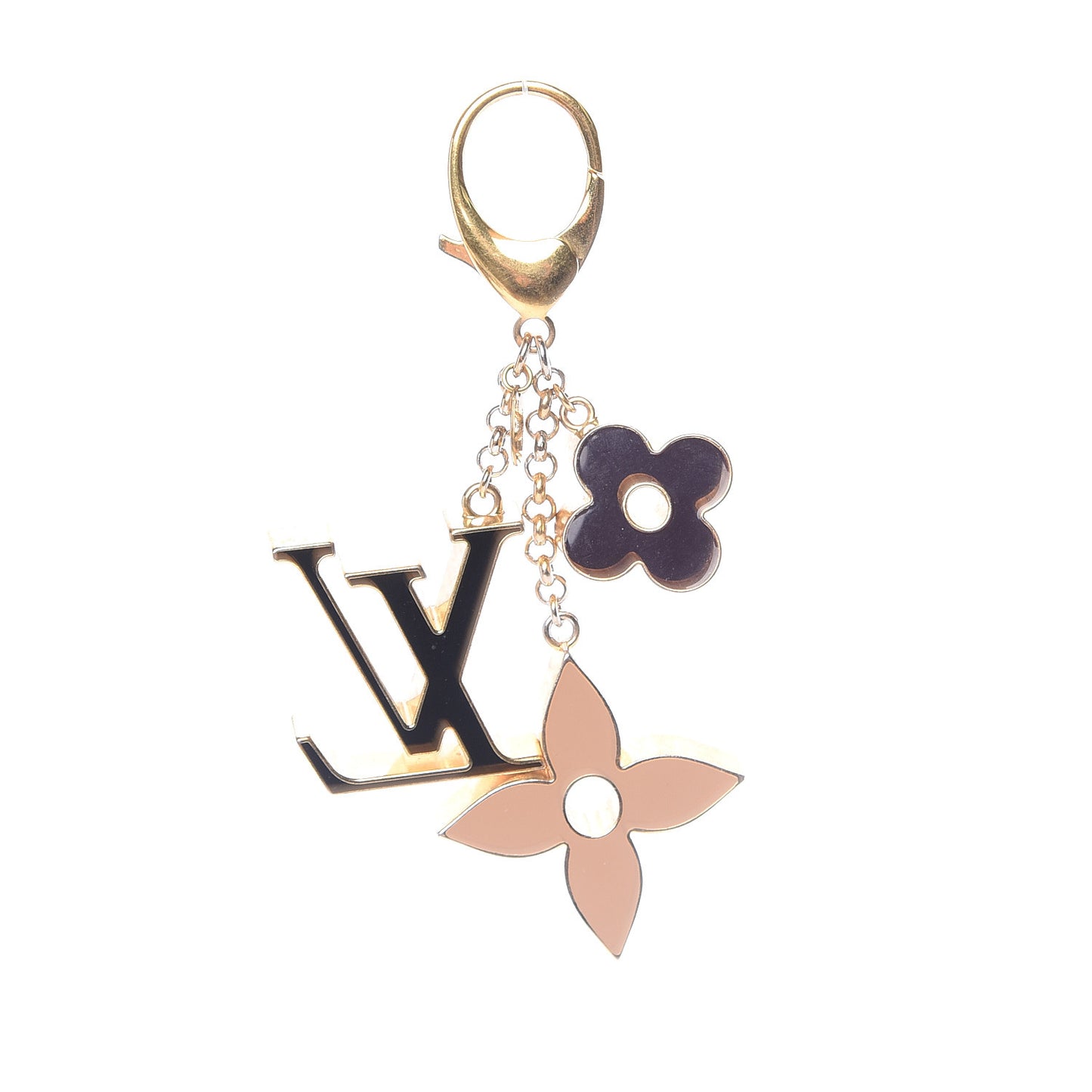 Fleur De Monogram Bag Charm Dore