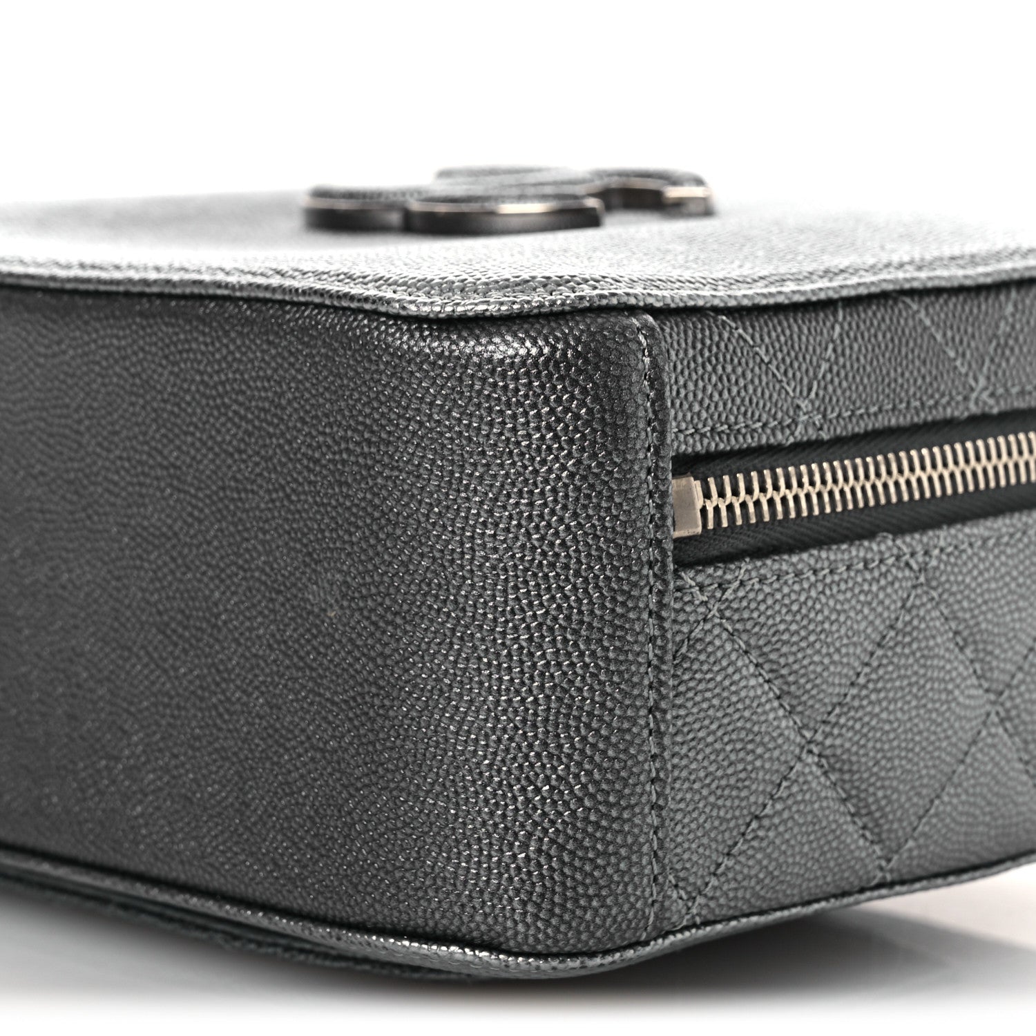 Chanel Metallic Caviar Small Coco Curve Vanity Bag Navy Blue Silver 10 of 12