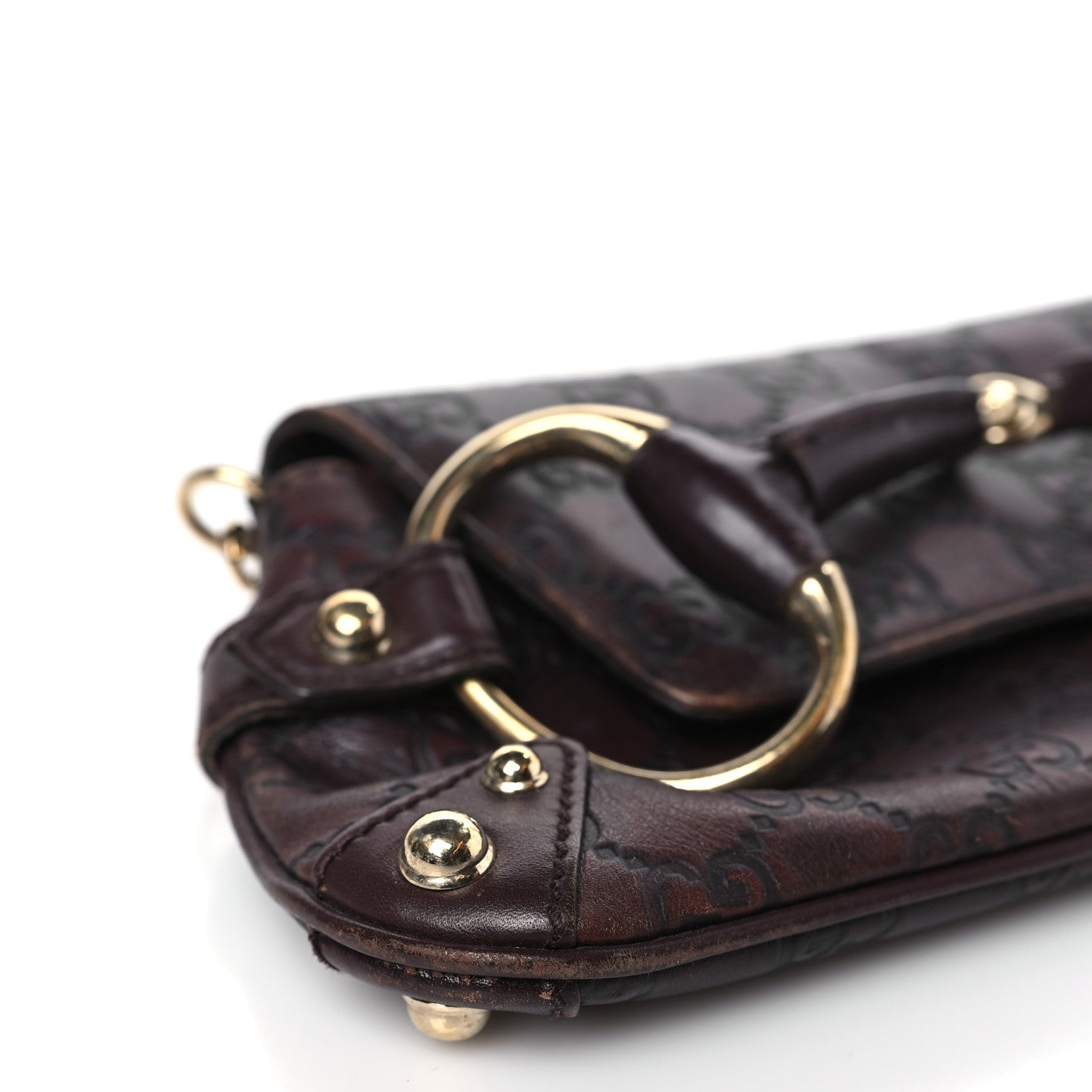 Gucci Guccissima Small Horsebit Chain Clutch Chocolate 8 of 14