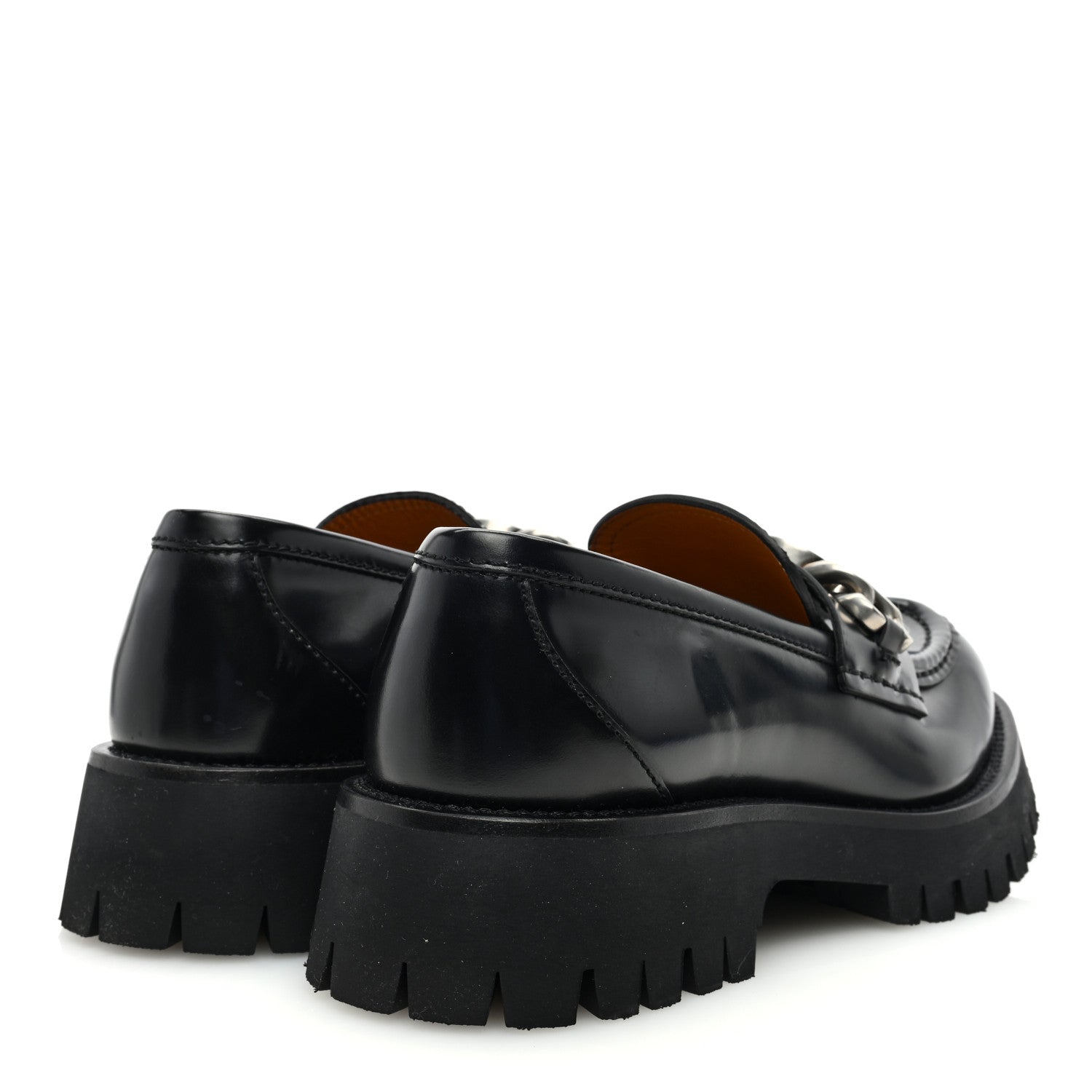 Gucci Cordovan Lux Womens Jeanne Platform Lug Sole 30/45mm Loafers 38 Black 4 of 7