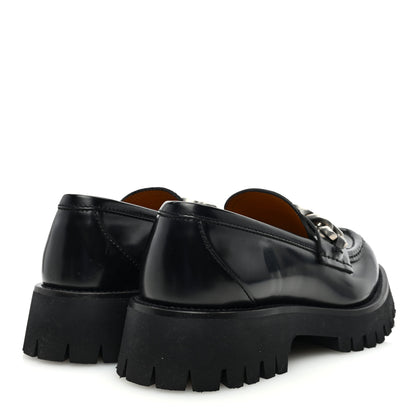 Gucci Cordovan Lux Womens Jeanne Platform Lug Sole 30/45mm Loafers 38 Black 4 of 7