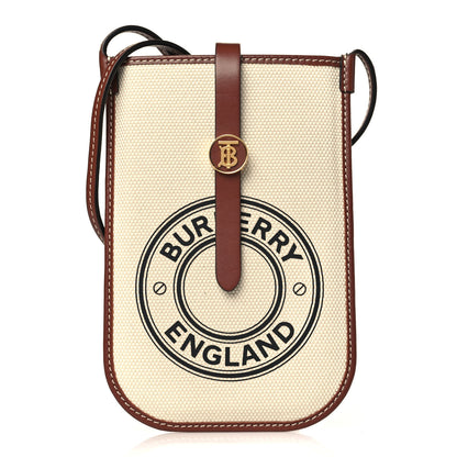 Burberry Canvas Callfskin Anne Phone Case With Strap White Tan 1 of 6