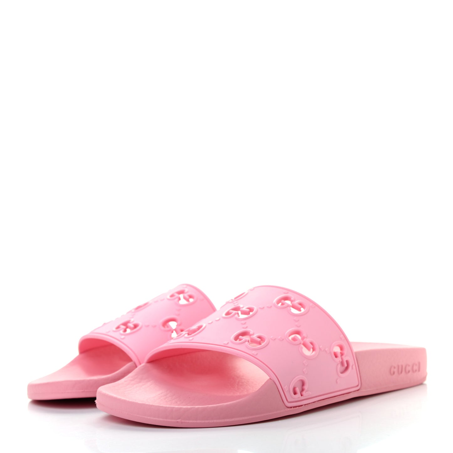 Rubber GG Monogram Perforated Womens Slide Sandals 37 Rose Box