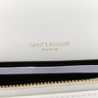 Saint Laurent New Aspen Calfskin Bi-Color Monogram Sunset Chain Wallet Black Dirty White 6 of 11