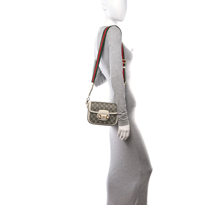 Gucci GG Supreme Monogram Web Mini Horsebit 1955 Shoulder Bag Beige Mystic White 2 of 11