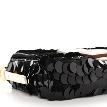 Fendi Satin Sequin Paillettes Elaphe Plexiglass Mini Baguette 1997 Black Avorio 9 of 12