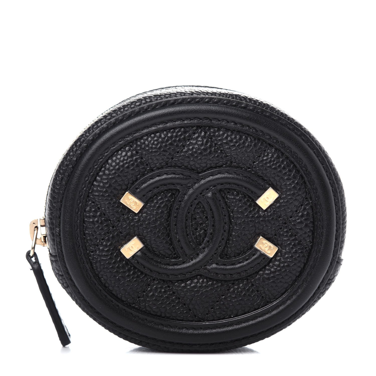 Chanel Caviar Quilted Filigree Zip Around Classic Coin Purse Black 1 of 8