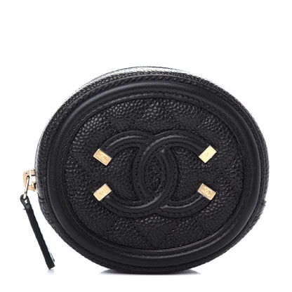 Chanel Caviar Quilted Filigree Zip Around Classic Coin Purse Black 1 of 8