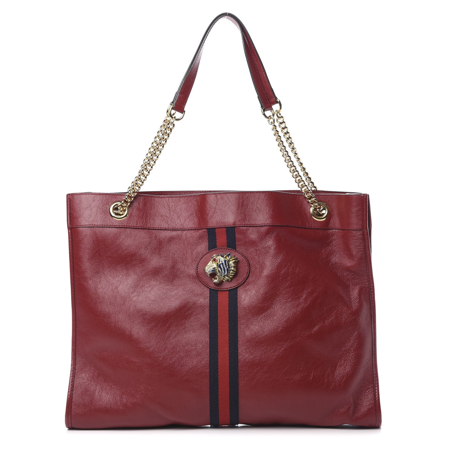 Calfskin Large Rajah Chain Tote Romantic Cherry
