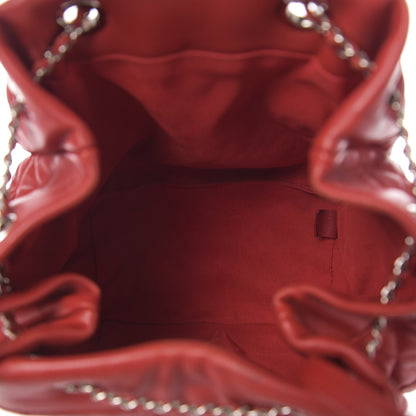 Chanel Lambskin Quilted Small CC Chain Drawstring Bucket Bag Red 5 of 15