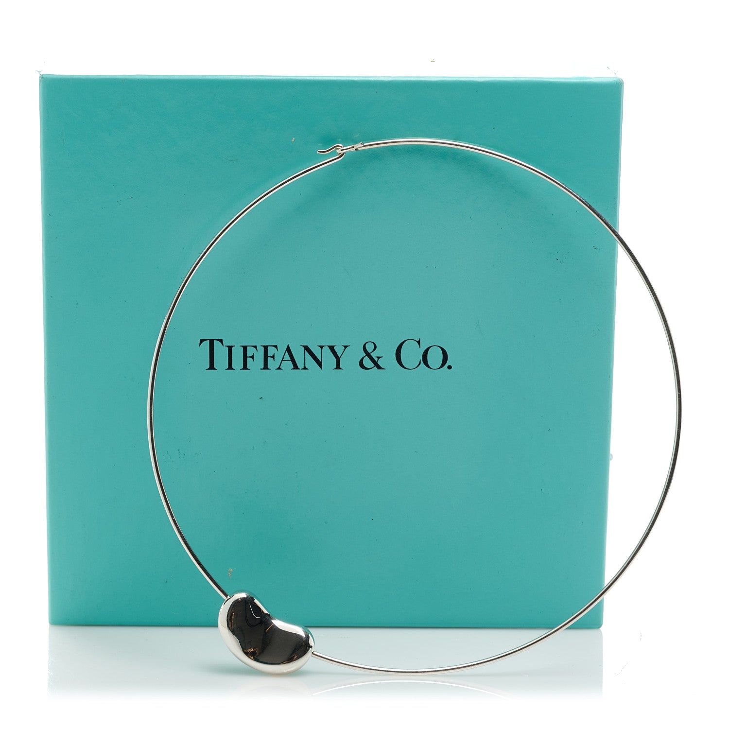 Tiffany Sterling Silver 25mm Elsa Peretti Bean Pendant Wire Necklace 6 of 6