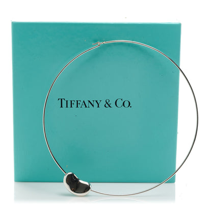 Tiffany Sterling Silver 25mm Elsa Peretti Bean Pendant Wire Necklace 6 of 6