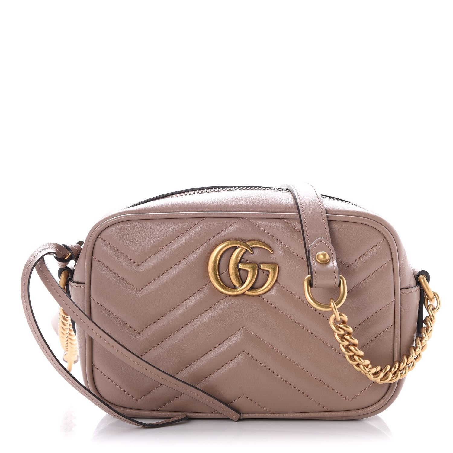 Gucci Calfskin Matelasse Mini GG Marmont Chain Shoulder Bag Nude 1 of 7