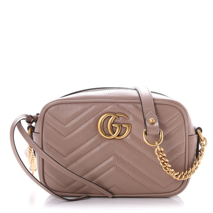 Gucci Calfskin Matelasse Mini GG Marmont Chain Shoulder Bag Nude 1 of 7