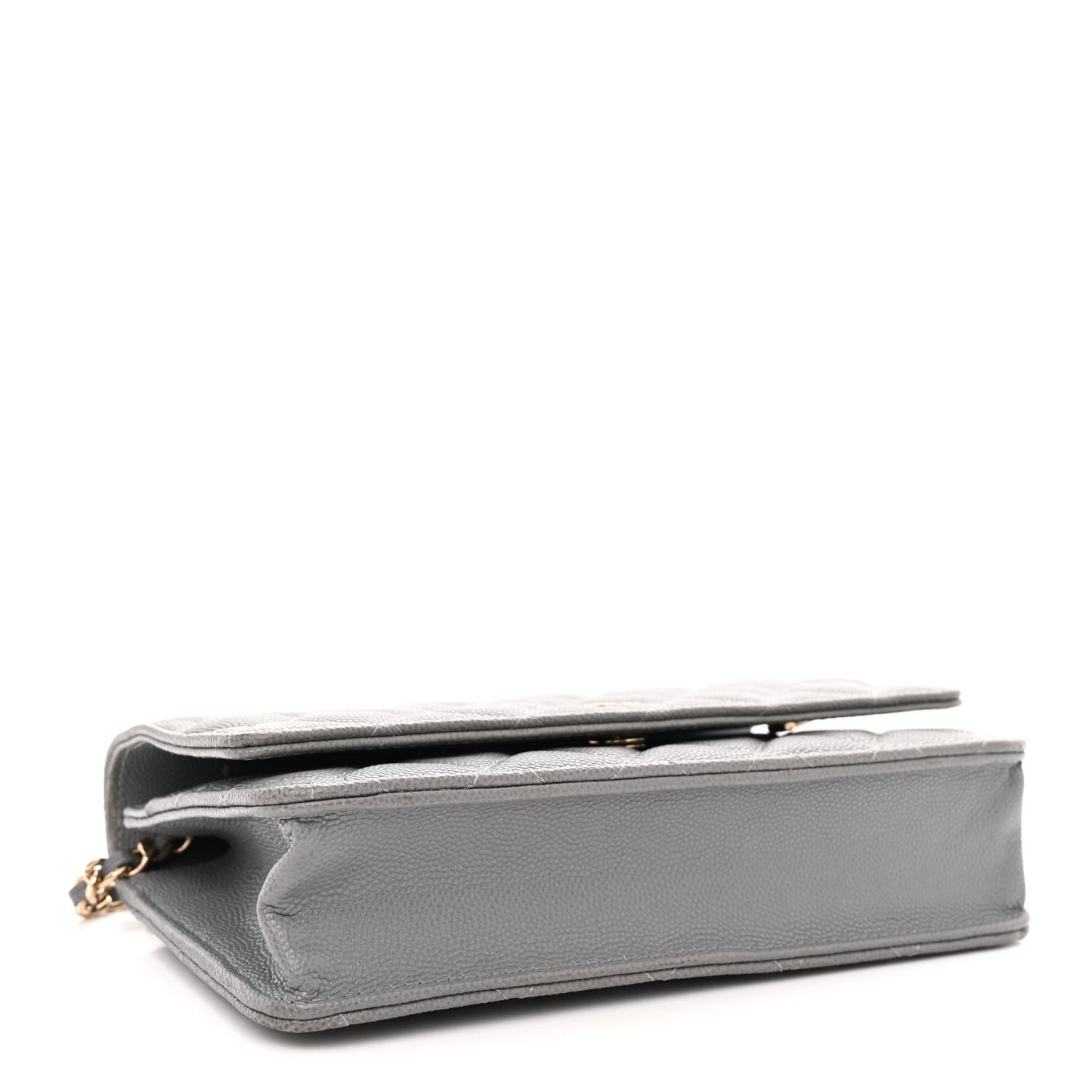 Caviar Quilted Wallet on Chain WOC Grey