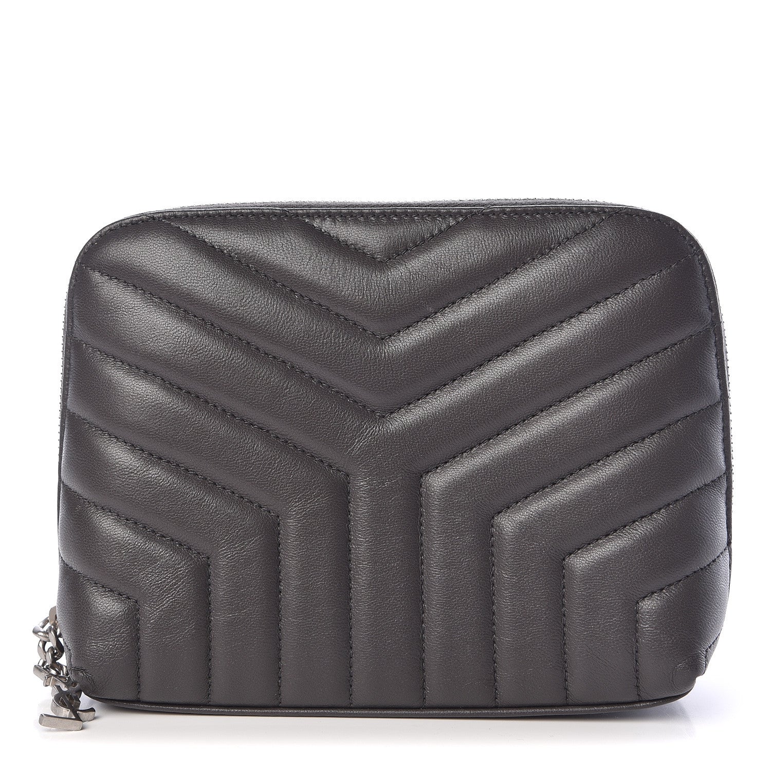 Saint Laurent Lambskin Matelasse Cosmetic Case Asphalt 1 of 8
