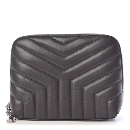 Saint Laurent Lambskin Matelasse Cosmetic Case Asphalt 1 of 8