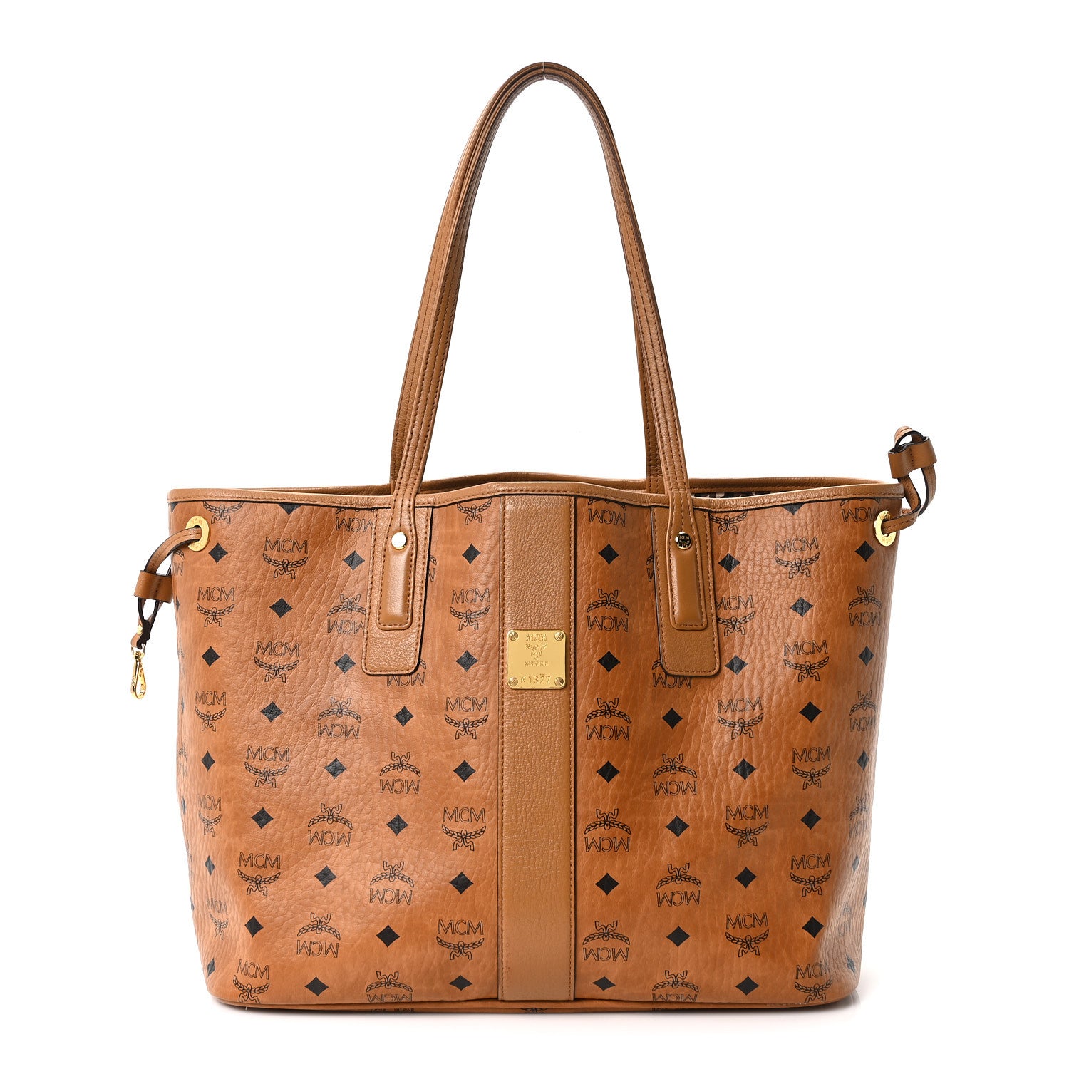 MCM Visetos Medium Liz Reversible Shopper Tote Cognac 1 of 15