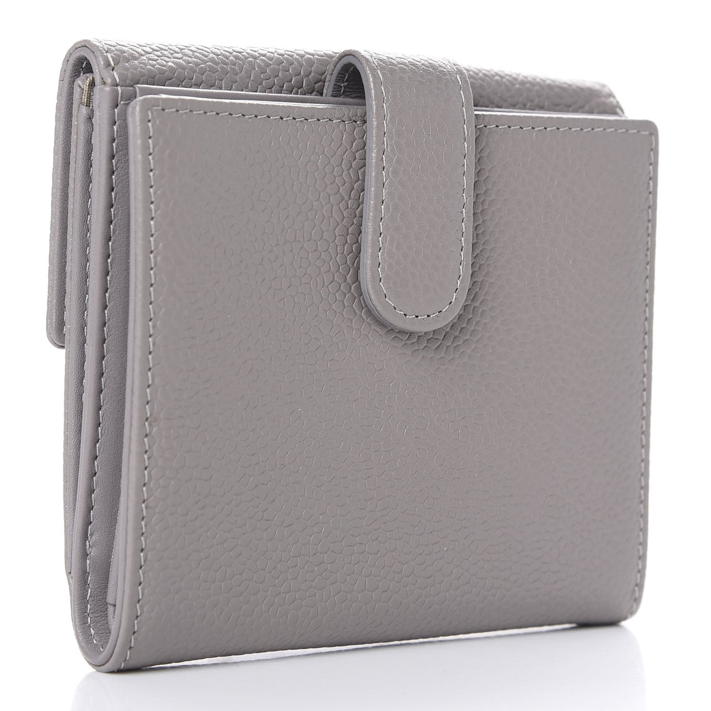 Caviar Timeless CC Compact French Wallet Light Grey
