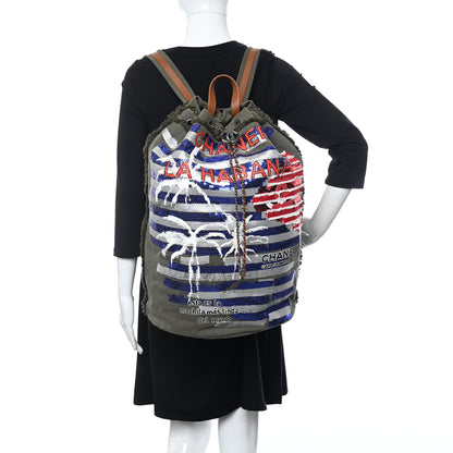 Chanel Canvas Sequins Cubano Trip Backpack Khaki 2 of 10
