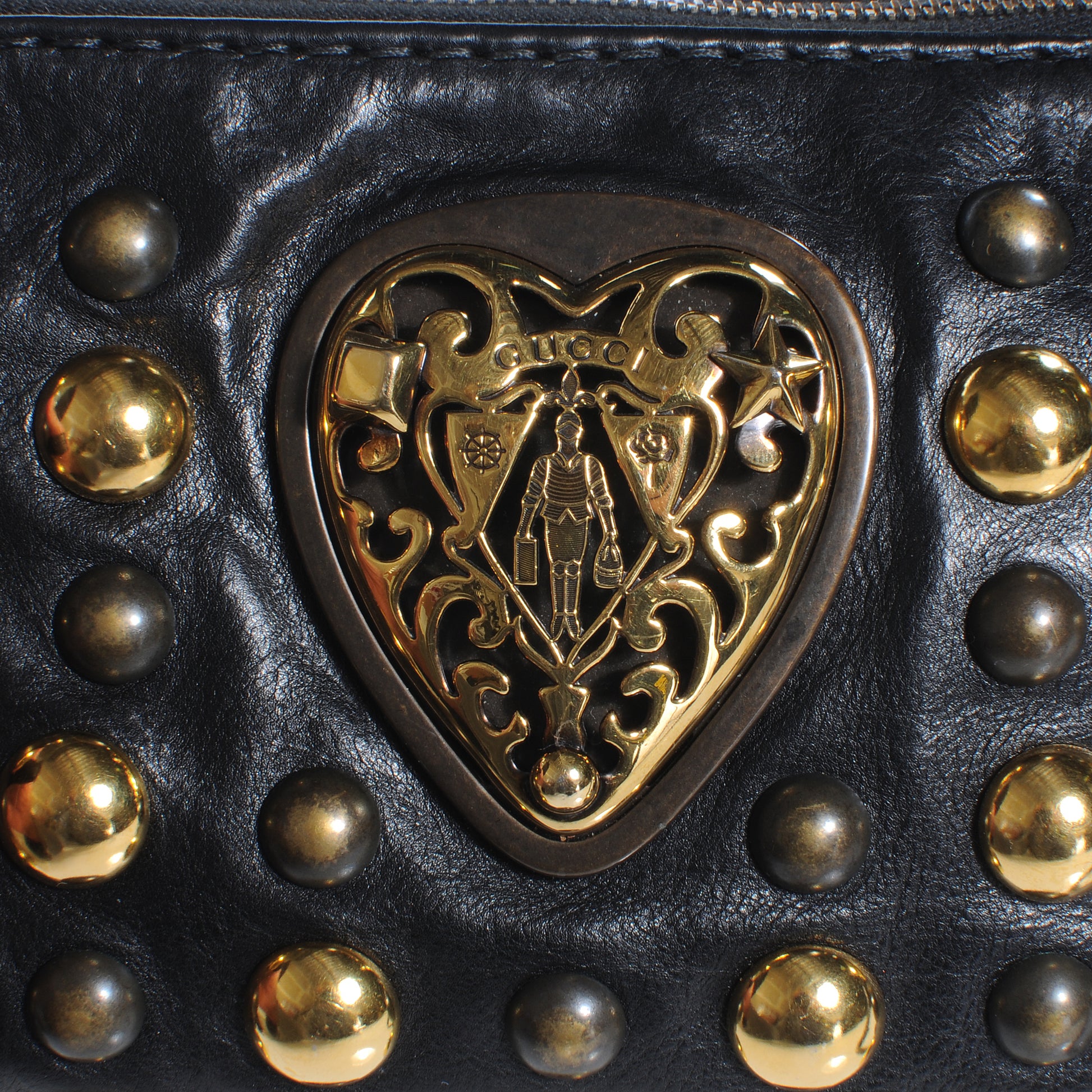 Gucci Leather Studded Babouska Clutch Black 5 of 8