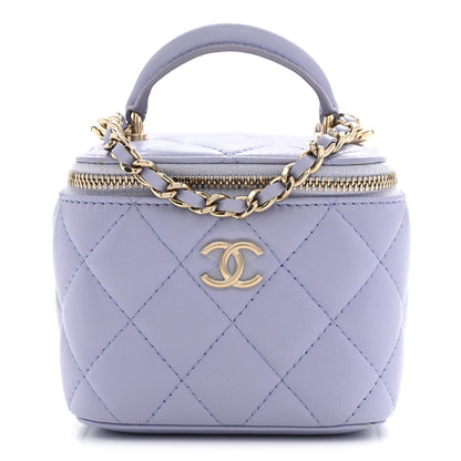 Chanel Lambskin Quilted Top Handle Mini Vanity Case With Chain Light Purple 1 of 10