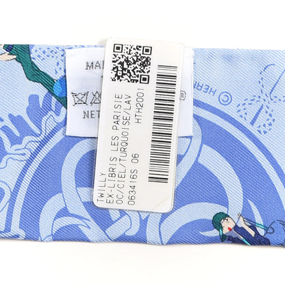 Hermes Silk Ex-Libris Les Parisiennes Twilly Ciel Turquoise Lavender 4 of 4