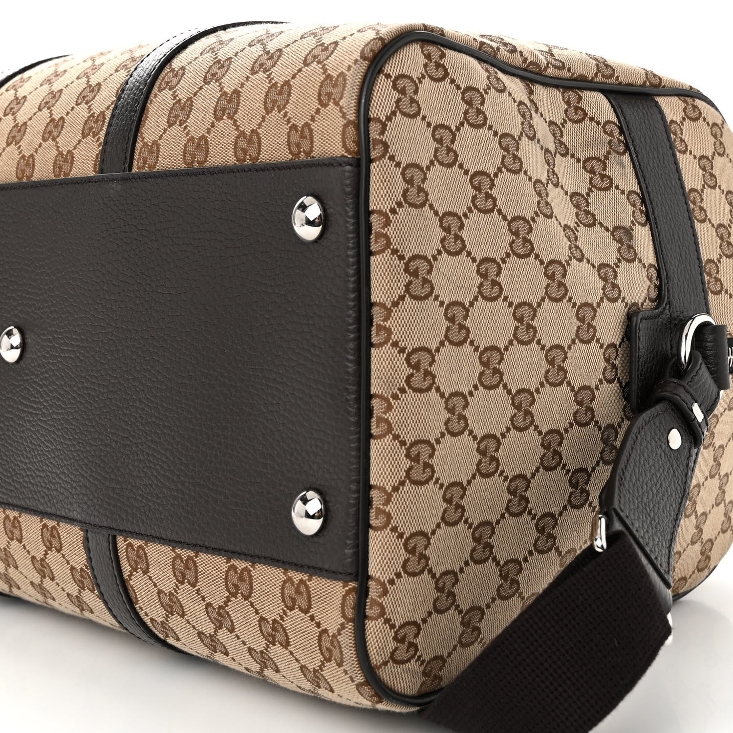Gucci Monogram Dollar Calfskin Boston Duffle Bag Beige Ebony Testa di Moro Marrone Scuro 10 of 11