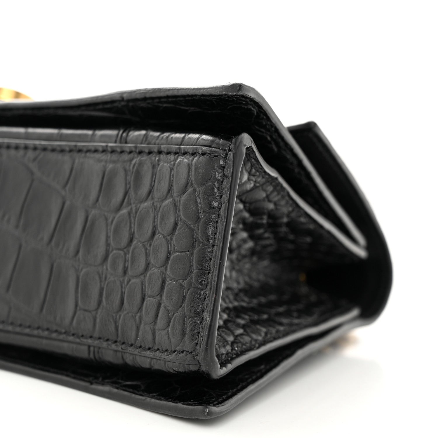 Balenciaga Extra Supple Calfskin Crocodile Embossed Small Crush Chain Bag Black 10 of 10