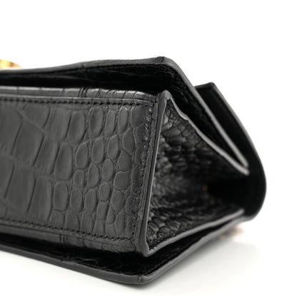 Balenciaga Extra Supple Calfskin Crocodile Embossed Small Crush Chain Bag Black 10 of 10
