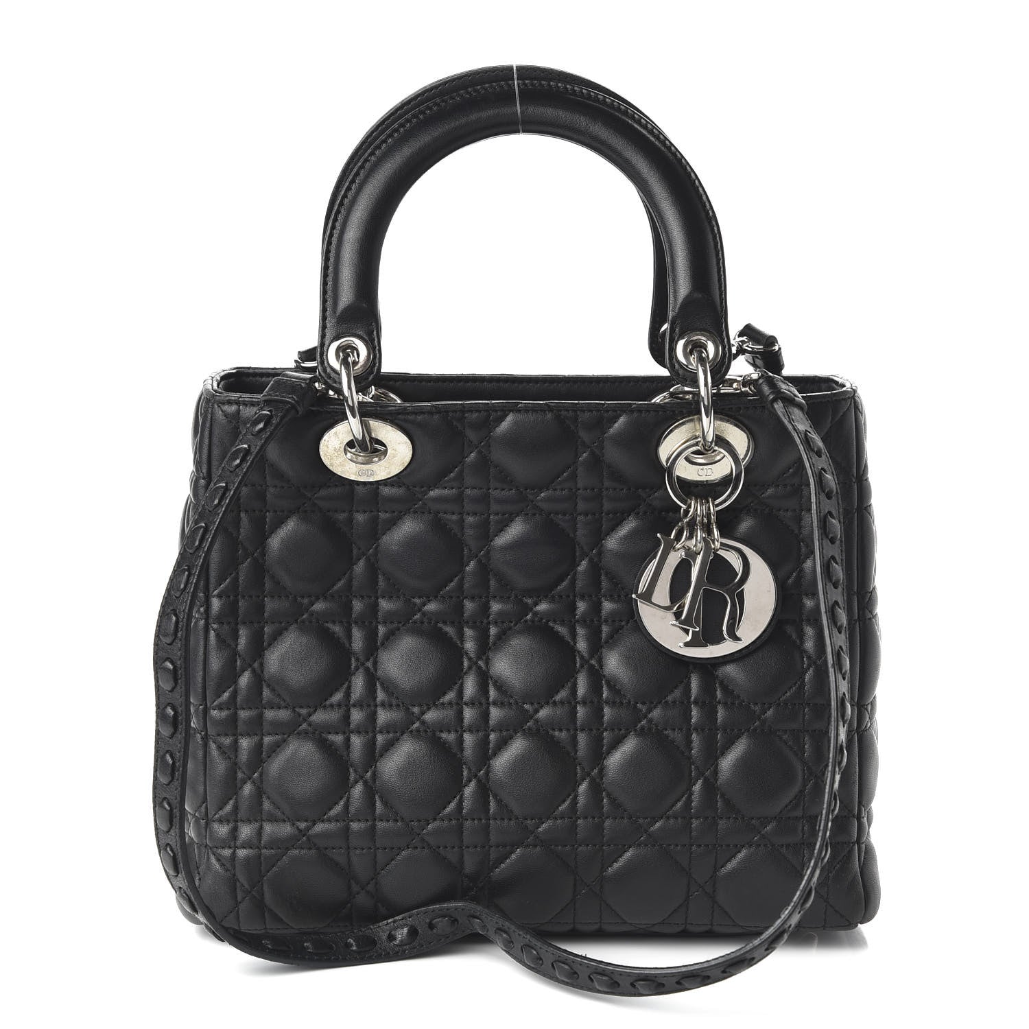 Christian Dior Lambskin Cannage Medium Whipstitch Lady Dior Black 1 of 9