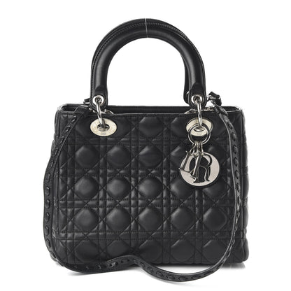Christian Dior Lambskin Cannage Medium Whipstitch Lady Dior Black 1 of 9