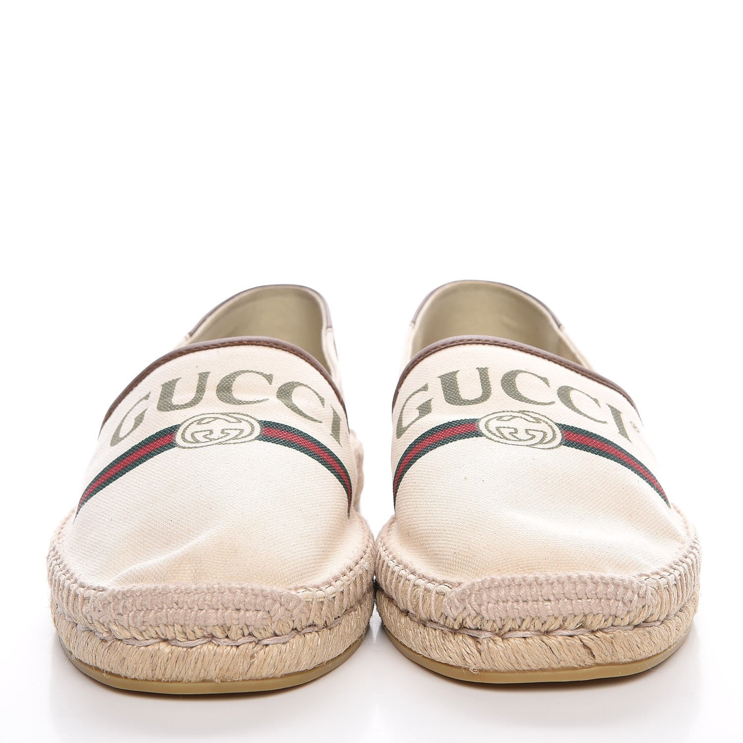 Gucci Canvas Miro Soft Calfskin Logo Mens Espadrilles 9 Greggio Cuir 2 of 10