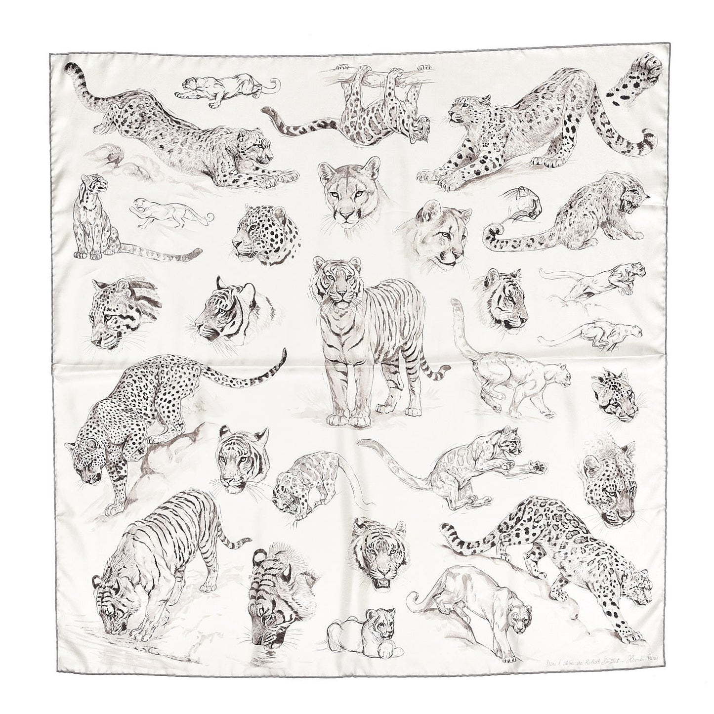 Silk Dans L' Atelier De Robert Scarf 90 Cendre Gris Sepia
