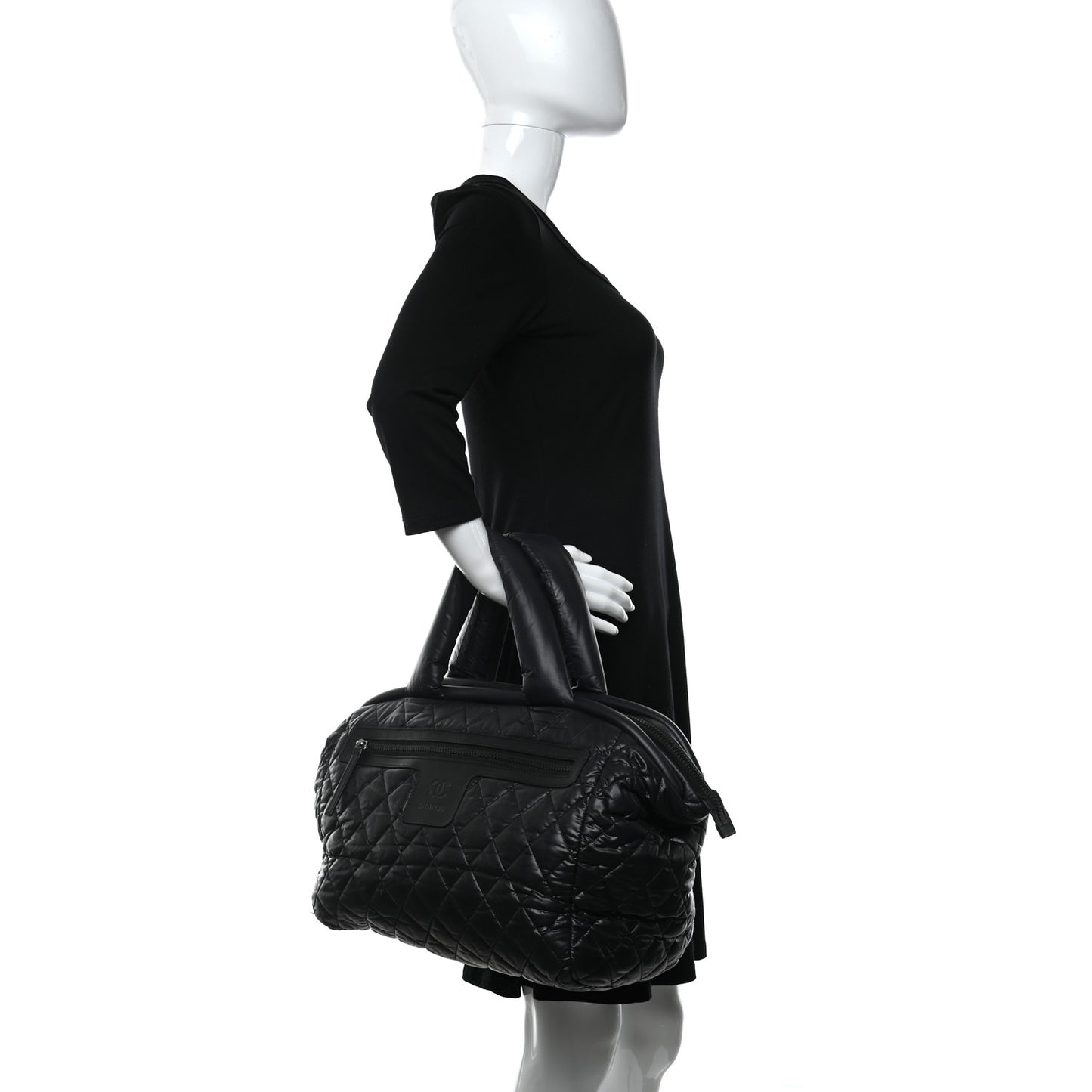 Nylon Quilted Medium Coco Cocoon Tote Black