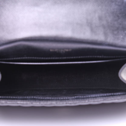 Saint Laurent Grain De Poudre Textured Mixed Matelasse Triquilt Medium Monogram Satchel Black 5 of 13