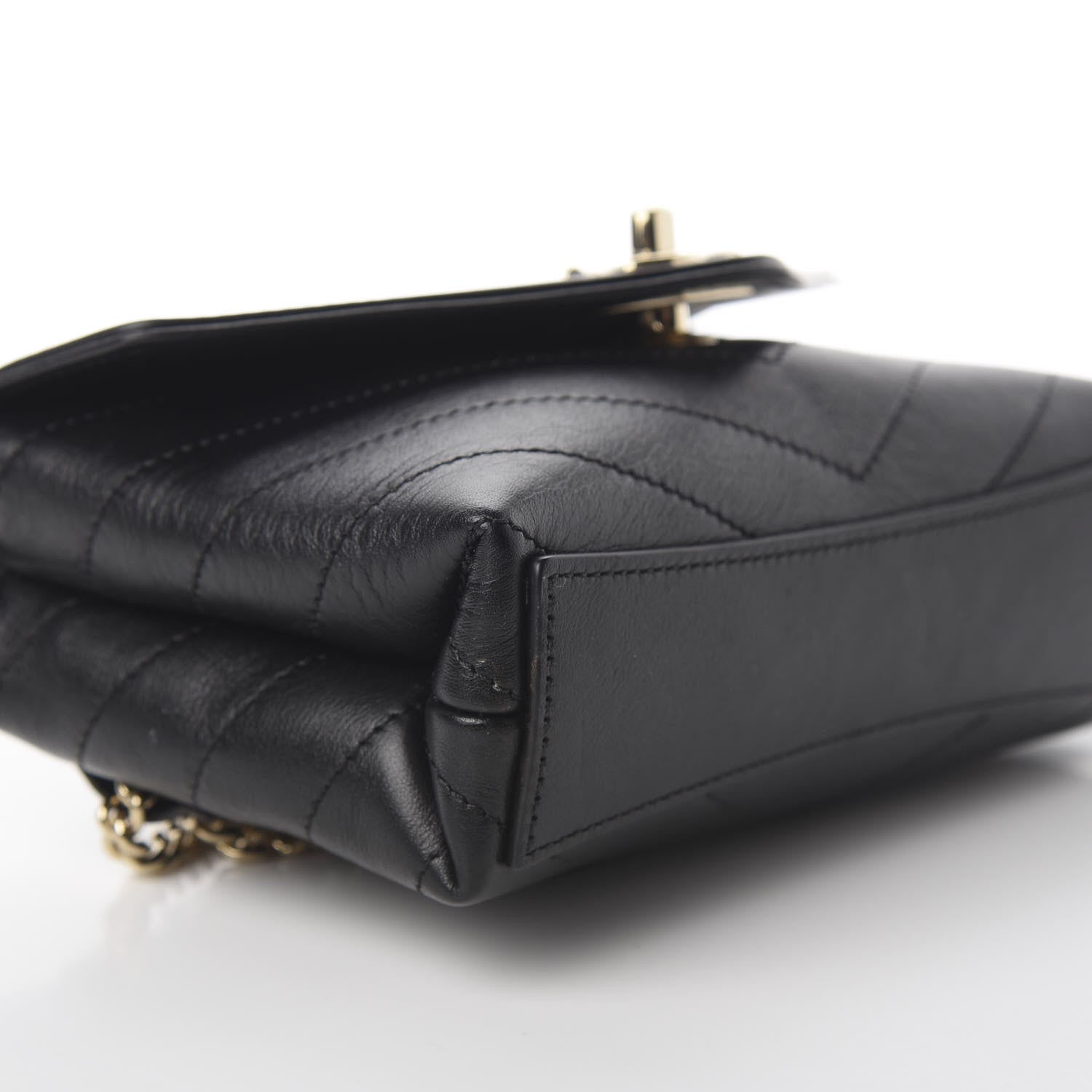 Chanel Calfskin Chevron Stitched Coco Waist Bag Black 7 of 9