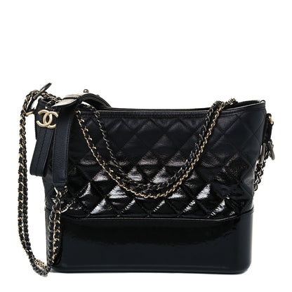 Chanel Patent Goatskin Quilted Medium Gabrielle Hobo Black 1 of 10
