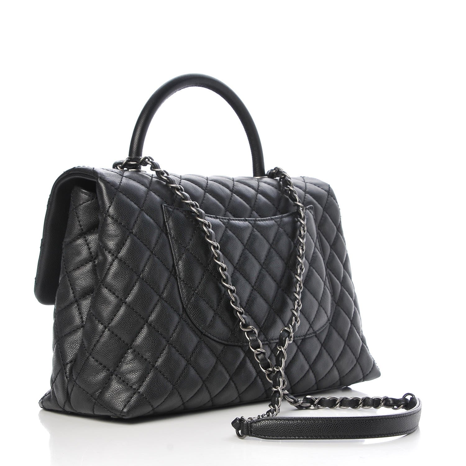 Chanel Caviar Quilted Medium Coco Handle Flap Black 3 of 7