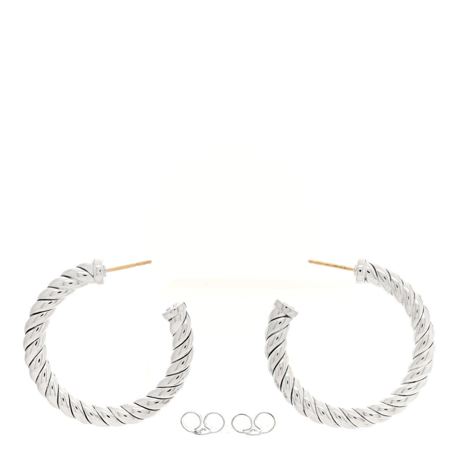 David Yurman Sterling Silver Sculpted Cable Hoop Earrings 3 of 5